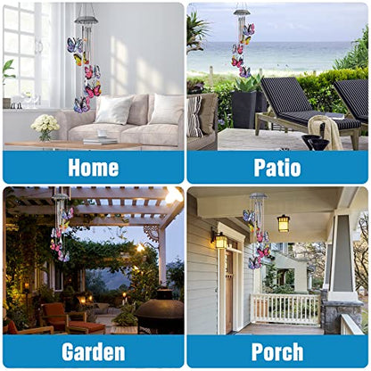 KAHACIYO Solar Butterfly Wind Chimes, Color-Changing, Outdoor, Solar-Powered, 9.5 x 5.25 x 2 inches