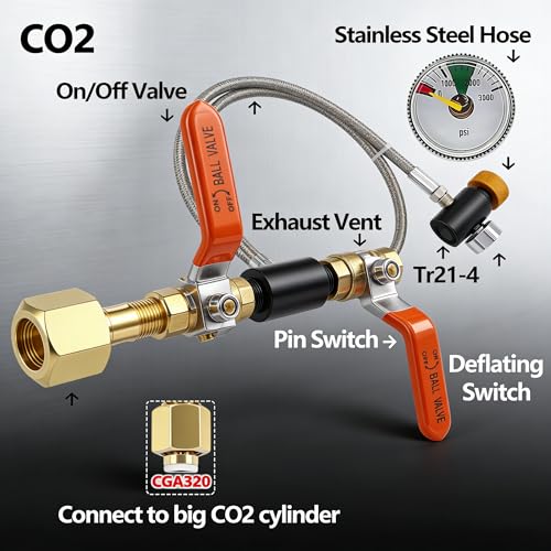 Soda Machine CO2 Cylinder Refill Adapter Hose Soda Maker Co2 Canister Refill Station for Filling Soda blue Co2 Bottle