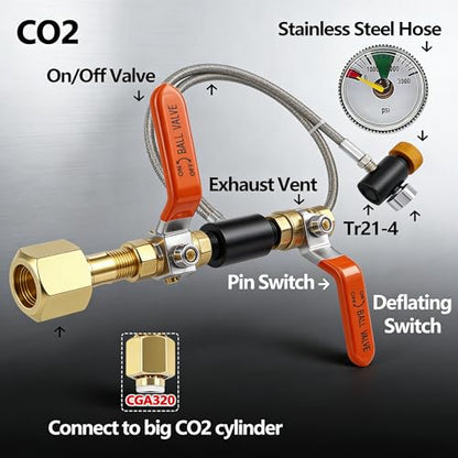 Soda Machine CO2 Cylinder Refill Adapter Hose Soda Maker Co2 Canister Refill Station for Filling Soda blue Co2 Bottle