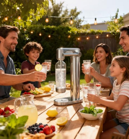 Pupdumm Soda Maker Sparkling Water Maker, Manual Stainless Steel Carbonation Machine for Home, Compatible with 60L Threaded CO₂ Cylinders (Not Included), Water Carbonator with BPA free PET Bottle