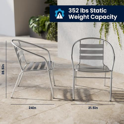 Flash Furniture Lila 31.5'' Square Aluminum Indoor-Outdoor Table Set with 2 Slat Back Chairs