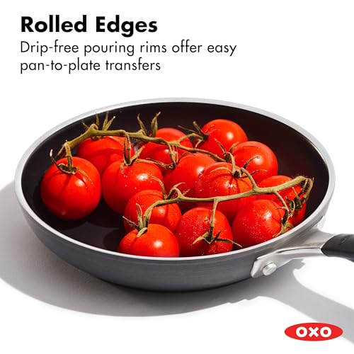 OXO 8” Non-Stick Every Day Frying Pan, BPA-Free Comfort Grip Silicone Handle, Dishwasher & Oven Safe, PFAS-Free Ceramic Skillet, Black
