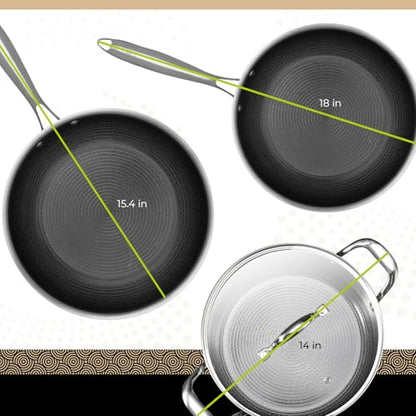 BE | LIVING Circlad Series 12 Piece Cookware Set PFAS-Free Nonstick Hybrid Non-Stick Pattern Induction Compatible Durable & Easy to Clean