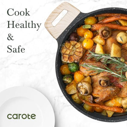 CAROTE Nonstick Stock Pot with Lid Soup Pot, 6 Quart Casserole with Lid, Easy to Clean Non Stick Cooking Pot,Pasta Pot