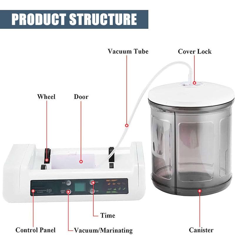 Mcamgiczin Commercial Vacuum Tumbler Marinating Machine for Meat&Vegetable,Large Capacity Pickling Barrel & 0-10h Timer Setting,Meat Tumbler Marinator,for Beef Pork Mutton