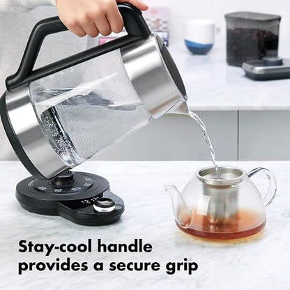 OXO Brew Adjustable Temperature Kettle, Electric Kettle, Glass and Stainless Steel, Holds Temperature for 30 Minutes