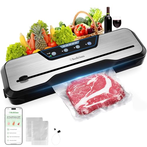 Automatic Food Vacuum Sealer Machine, Beelicious 8-In-1 Food Vacuum Saver with Starter Kits, Pulse Function, Moist & Dry Mode and External VAC for Jars and Containers, Stainless Steel