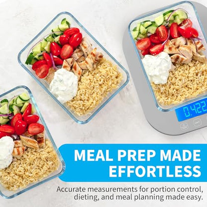 Smart Weigh Gray Digital Kitchen Scale for Cooking, Weight Loss, Calorie Tracking, Baking, Food Portion Control, and Meal Prep - Accurate Measurements in Grams and Ounces