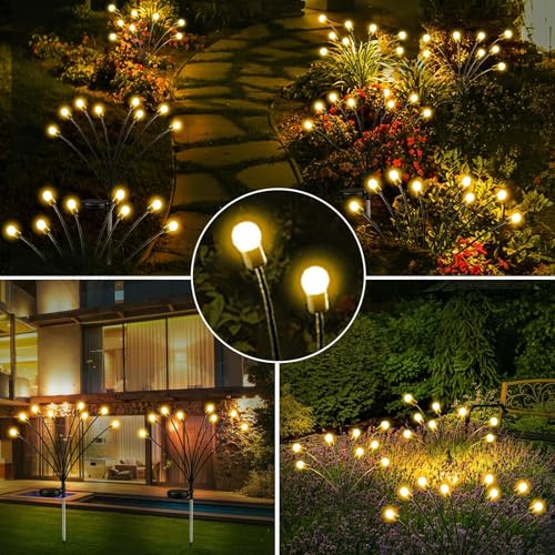 10-Pack Solar Garden Lights, 80 LED Solar Lights Outdoor for Garden Decor, Waterproof Firefly Light Outdoor (Sway by Wind), Swaying Light for Outside Yard Pathway Landscape Decorations (Warm White)