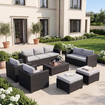 LazySunsets 10-Piece Outdoor Patio Furniture Set, Grey