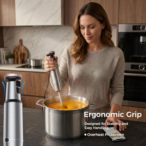 TALIA Immersion Blender & Whisk, Chopper, Cup, Stainless Steel Body, Corded