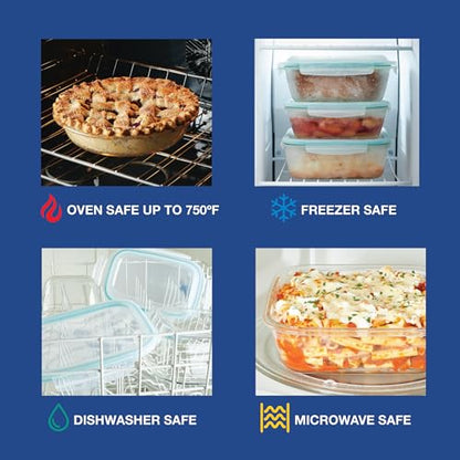 LOCK & LOCK LocknLock Purely Better Glass Round Pie Baking Dish/Food Storage Container with Lid, 9.5 Inch, Clear