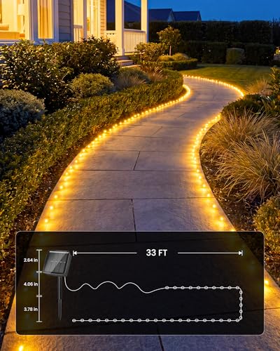 Minetom 2 Pack Solar Fairy Lights, Total 66Ft 200 LED Solar String Lights Outdoor Waterproof with 8 Modes, Twinkle Lights for Outside Patio Yard Tree Party Wedding DIY Christmas Decor (Warm White)