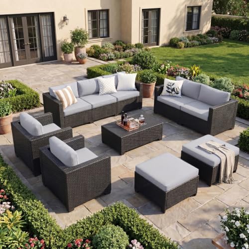 LazySunsets 10-Piece Outdoor Patio Furniture Set, Grey
