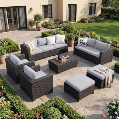 LazySunsets 10-Piece Outdoor Patio Furniture Set, Grey