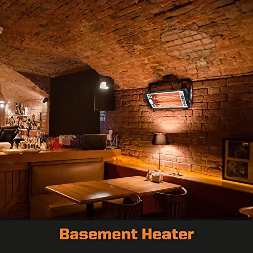 Shinic 2 Packs Electric Garage Heaters, 1500W/750W Ceiling Mounted Heater Radiant Heaters with Halogen Light, 90 Degree Rotation, 5 Mode Settings, Space Heater for Garage, Shop, Large Room and Patio