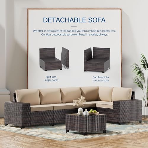 Kullavik 12 Piece Patio Furniture Set, Outdoor Wicker Sectional Sofa