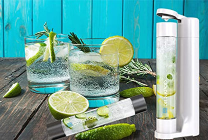 FIZZpod Soda Maker - Fizzy Drink Machine with 3 PET Bottles, 3 Caps, 1 Carbonator Cap and Manual - Make Homemade Sparkle Water, Juice, Coffee, Tea and Cocktail Drinks with Fruit (White)