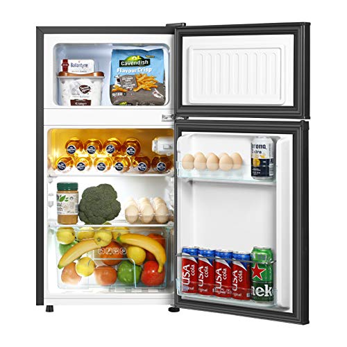 HAILANG 3.2 Cu.Ft Mini Fridge with Freezer, 2 Door Mini Refrigerator,Sliver