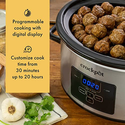 Crock-Pot Cook and Carry Programmable Slow Cooker, Steel, 4 Quart Oval