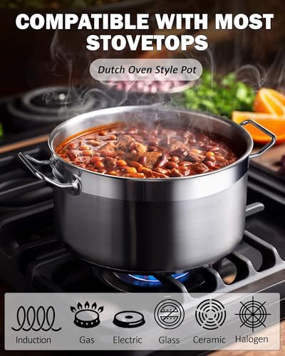 Cooks Standard Stainless Steel Stockpot 9 QT, Dutch Oven Pot with Lid, Professional Stock Pot with Lid for Pasta, Soup, Spaghetti, Oven Safe, Dishwasher Safe, Cookware for Canning, Boiling, Simmer