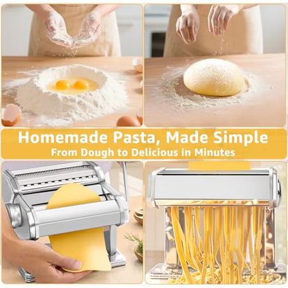 Pasta Maker - 7 Thickness Settings Pasta Roller & 2 Size Cutters