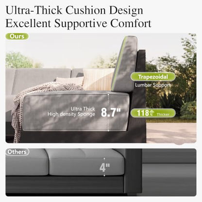 Sophia & William 4 Piece Wicker Patio Furniture Set with 8.7" Gray Cushion