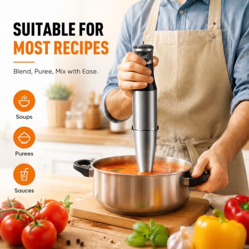 Immersion Blender Handheld Hand Blender 3 in 1 Stick Blend