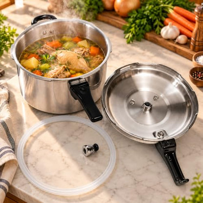 Barton 8QT Pressure Canner Release Valve Aluminum Canning Pot Cooker Pot Stove Top Instant Fast Cooking Pot Stewing Locking System (8 Quarts) Canning and Stewing