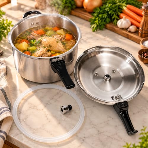 Barton 6Qt Aluminum Pressure Canner & Cooker with Release Valve, Stovetop Pressure Cooker Pot for Fast Cooking & Home Canning, 6 Quart