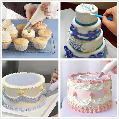 YOQXHY Cake Decorating Kit, 357 Pcs Baking Supplies Tools with Aluminium Cake Turntable, Leveler, 50 Icing Tips, 8 Russian+Ball Tips, 2 Spatulas, 3 Scrapers, 102 Pastry Bags, 109 Cupcake Liners & More