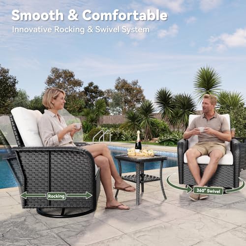 Aoxun 10-Piece Wicker Rattan Patio Furniture Set with 44" Fire Pit Table