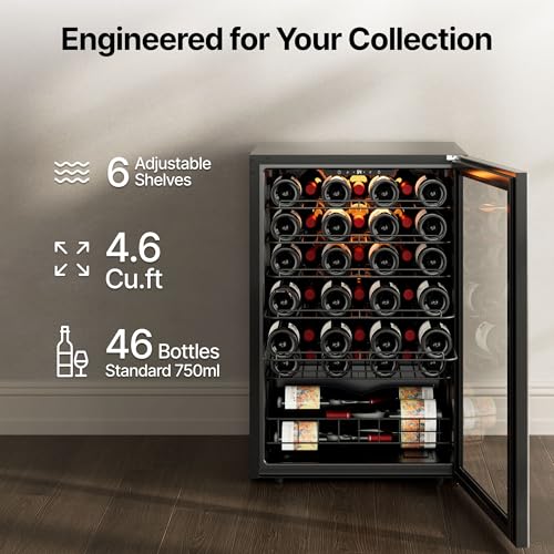 Ca'Lefort 46 Bot Wine Fridge 3-Color LED & Double door for Home/Bar/Office