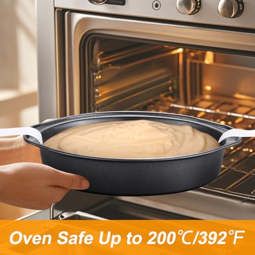 Gymdin 8 Inch Cake Pan - 3PCS Carbon Steel Round Cake Pans with 100 Pieces Parchment Paper, Non-stick & Easy Demolding, Non-toxic & Healthy