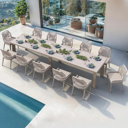 PURPLE LEAF 13 Pieces Patio Dining Set with Cushion and Backrest, Champagne