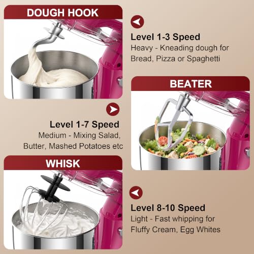 Honinst 4QT Electric Stand Mixer, 10-Speed Tilt-Head Compact Kitchen Mixer