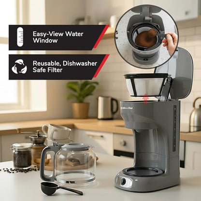 MUELLER HOME 12-Cup Drip Coffee Maker, Gray