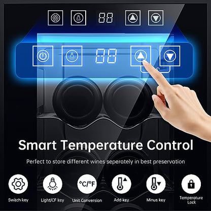 KingChii 6 Bottle Thermoelectric Wine Cooler Refrigerator Advanced Cooling Technology, Stainless Steel & Tempered Glass For Red Wine, Champagne for Home, Kitchen, or Office