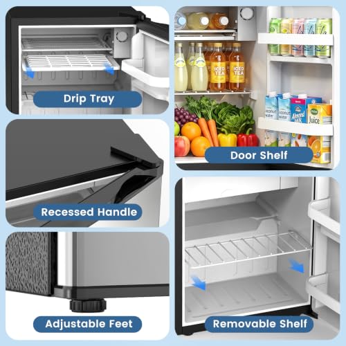 Electactic 1.3 Cu.Ft Mini Fridge, Single Door Compact Refrigerator