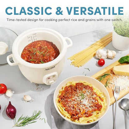 AROMA CoreCoat Pot-Style Rice Cooker with One-Touch Control and Non-Stick Ceramic Coating (6 Cups Cooked, 3 Cups Uncooked)