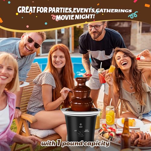 MINI Chocolate Fountain Machine Small Electric Chocolate Fondue Fountain Machine for Party for Candy Butter Cheese (Black)