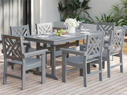 BIVODA 7-Piece Outdoor Dining Set, HDPE All-Weather Patio Table and Chairs Set for 6, Outdoor Patio Furniture Sets with Umbrella Hole for Outside, Deck, Backyard, Garden (Grey)