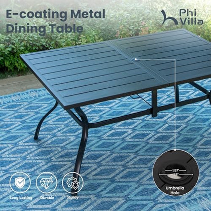 PHI VILLA 8-Piece Patio Dining Set for 6 with 13ft Umbrella