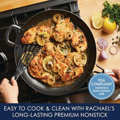 Rachael Ray Cook + Create Hard Anodized Nonstick Frying Pan/Skillet with Helper Handle, 14 Inch - Black