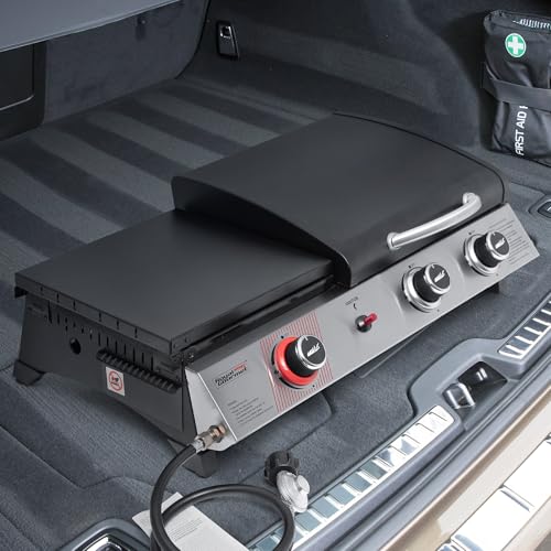 Royal Gourmet PD1305H 3-Burner Propane Gas Grill and Griddle Combo with Lid, 3-in-1 Grill Griddle Combo with 29,000 BTUs Output for Outdoor Cooking, 364 Sq. In. Cooking Area, Silver & Black
