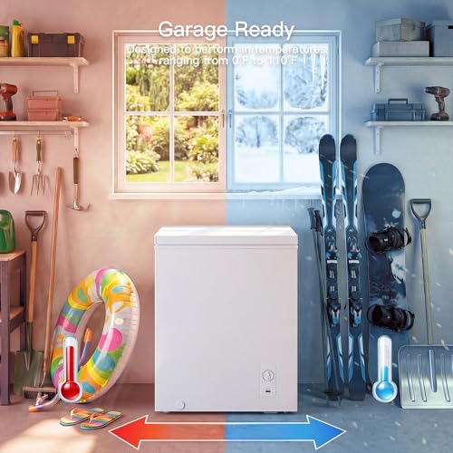 MEPTY 2.05 Cu.Ft Chest Freezer,Top Open Door Deep Freezer with 2 Removable Baskets,7 Adjustable Thermostat,Built-in LED Light,Quiet Energy Saving Freezers for Home,Kitchen,Garage Use