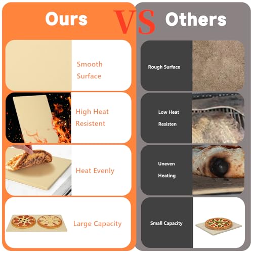 Tcatec Pizza Stone for Grill, 23.6''x15.7'' Extra Large Pizza Stone for Oven BBQ, Heavy Duty Rectangle Baking Stone for Bread
