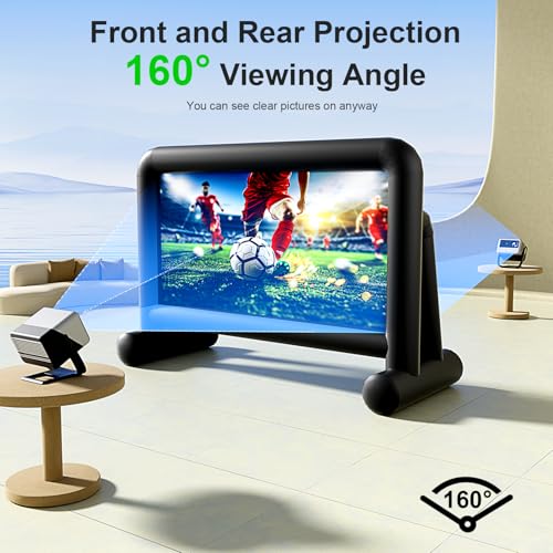 20Ft Portable Inflatable Projector Screen with Build-in Air Blower and Carry Bag, Double-Sided Projection Easy Set Up One-Piece Design Inflatable Screen Outdoor for Backyard Movie Night Pool Party