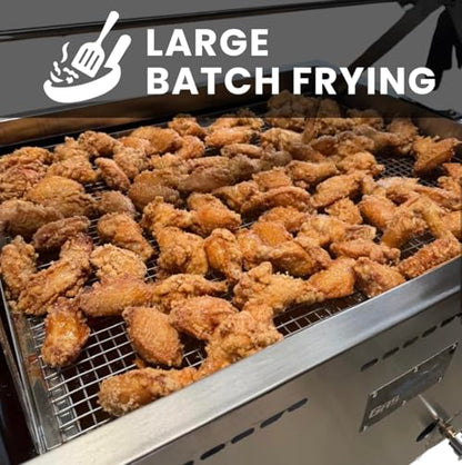 12 Gallon Propane Deep Fryer Cart | Basket Lift | Portable 4 Wheels | Stainless Steel | Outdoor Large Batch Frying for Chicken, Fish, and more | Turkey Fryer for Thanksgiving | Patent Pending