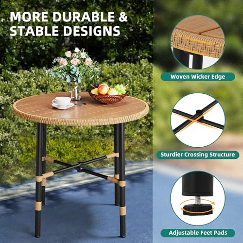 YITAHOME 5 Pieces Patio Dining Table Chair Set, Outdoor Table and Chairs with Umbrella Hole, Patio Furniture Set Outdoor Rattan Dining Table Set for Patio, Backyard, Balcony, Garden